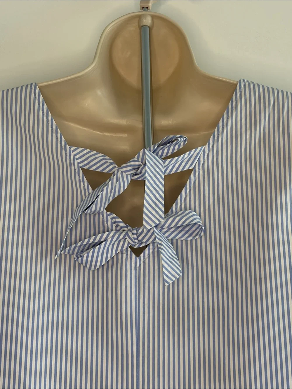 J. Crew Blue & White Cotton Striped Hampton Style Bow Tie Back Peplum Sz Small